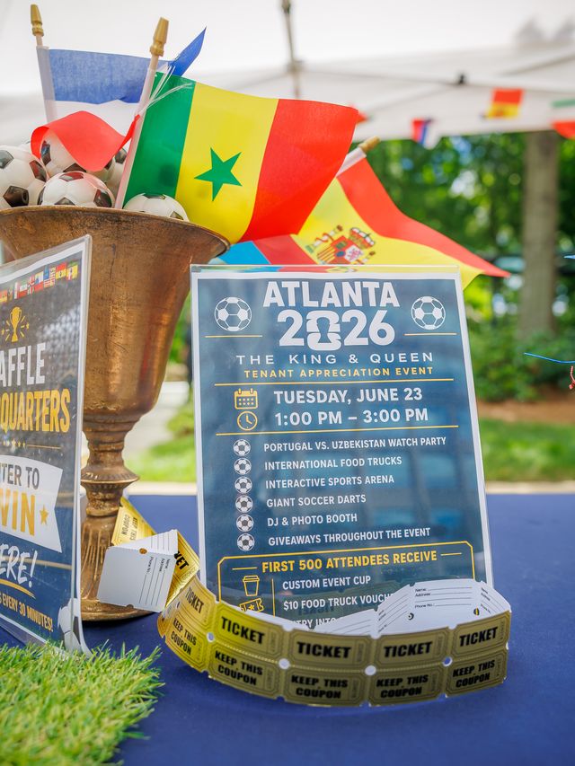 Custom event signage and raffle tickets for the Atlanta 2026 tenant event